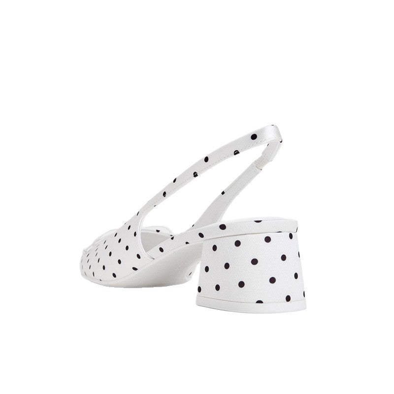 Damen Slingback-Pumps mit verspieltem Punktedesign und niedrigem Absatz EB