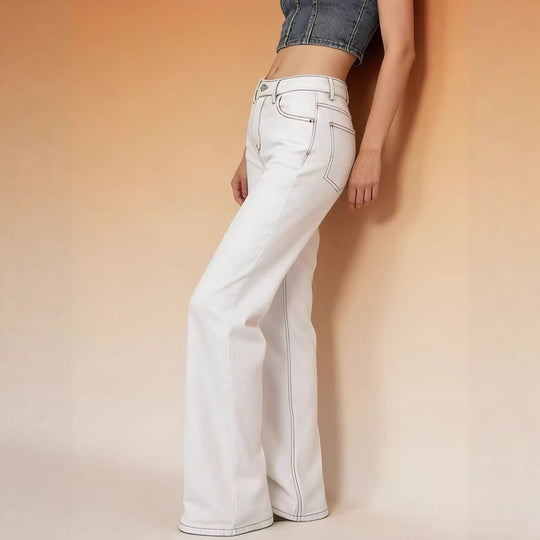 Damen Flared Jeans mit hohem Bund und eleganten Nahtdetails EB
