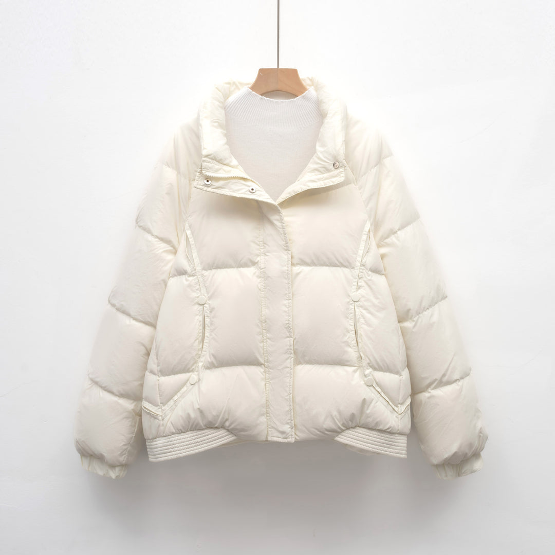 Damen Voluminöse Steppjacke mit modernem Kragen und praktischen Taschen EB