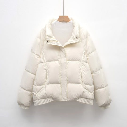 Damen Voluminöse Steppjacke mit modernem Kragen und praktischen Taschen EB