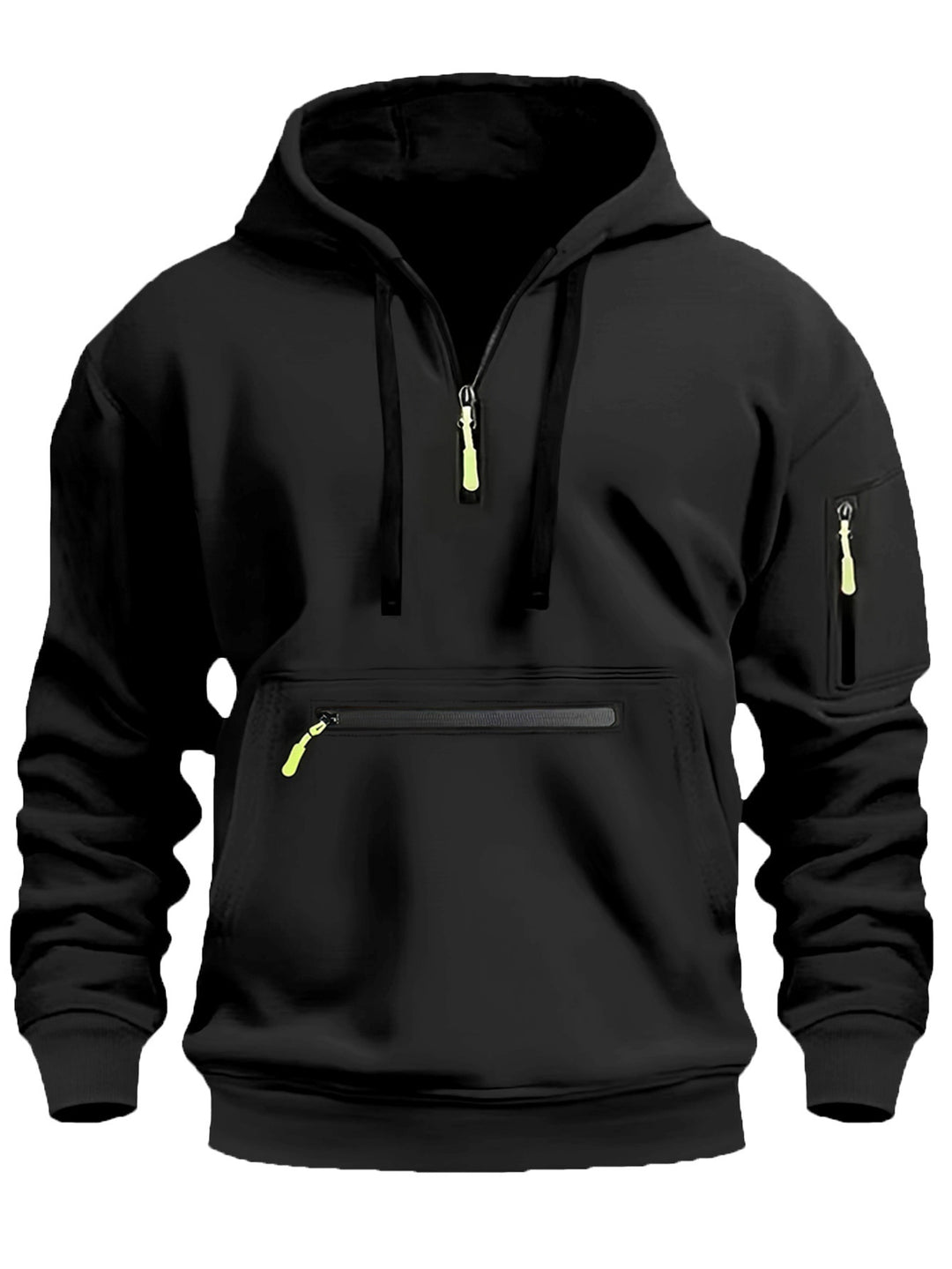 Herren nan Kapuzenpullover mit Halbzip, Kängurutasche und verdeckten Reißverschlüssen EB