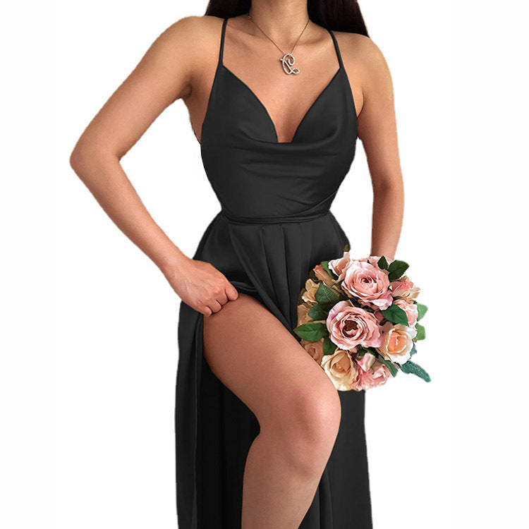 Damen Hochzeitskleid mit elegantem V-Ausschnitt und fließendem Rock EB