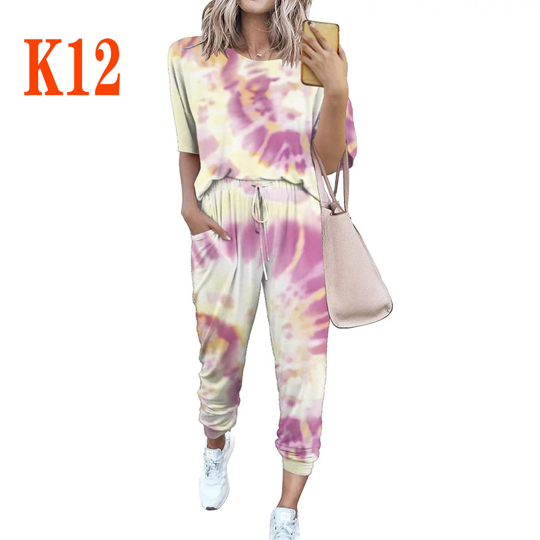 Damen Leichter Freizeit-Jumpsuit mit einem auffälligen Batik-Muster und praktischen Taschen EB