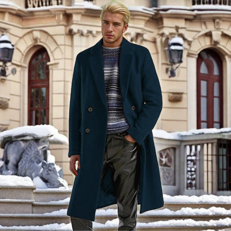 Herren eleganter doppelreihiger Wollmantel EB
