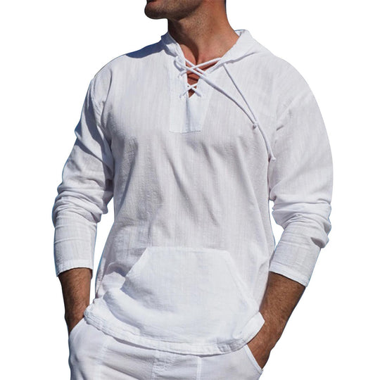 Damen lässiger Langarm-Hoodie mit Kängurutasche und Kapuze EB