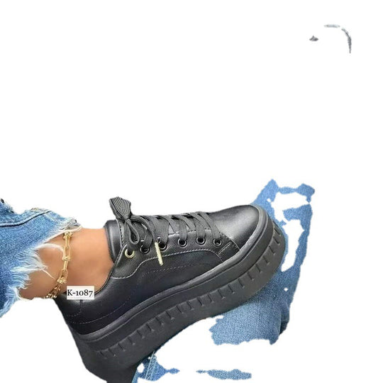 Damen modische Plateau-Sneakers mit verstellbaren Schnürsenkeln und robustem Profil EB