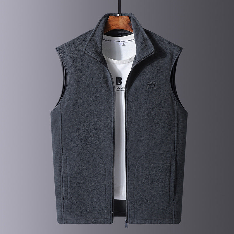 Herren Microfleece-Thermoweste mit windabweisender Front, Stehkragen und verdeckten Seitentaschen EB