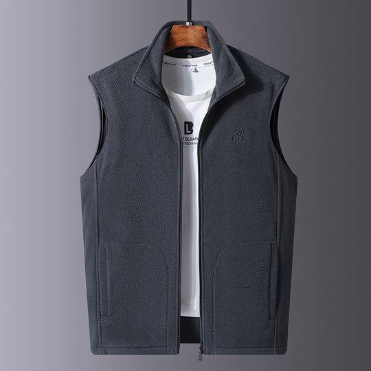 Herren Microfleece-Thermoweste mit windabweisender Front, Stehkragen und verdeckten Seitentaschen EB