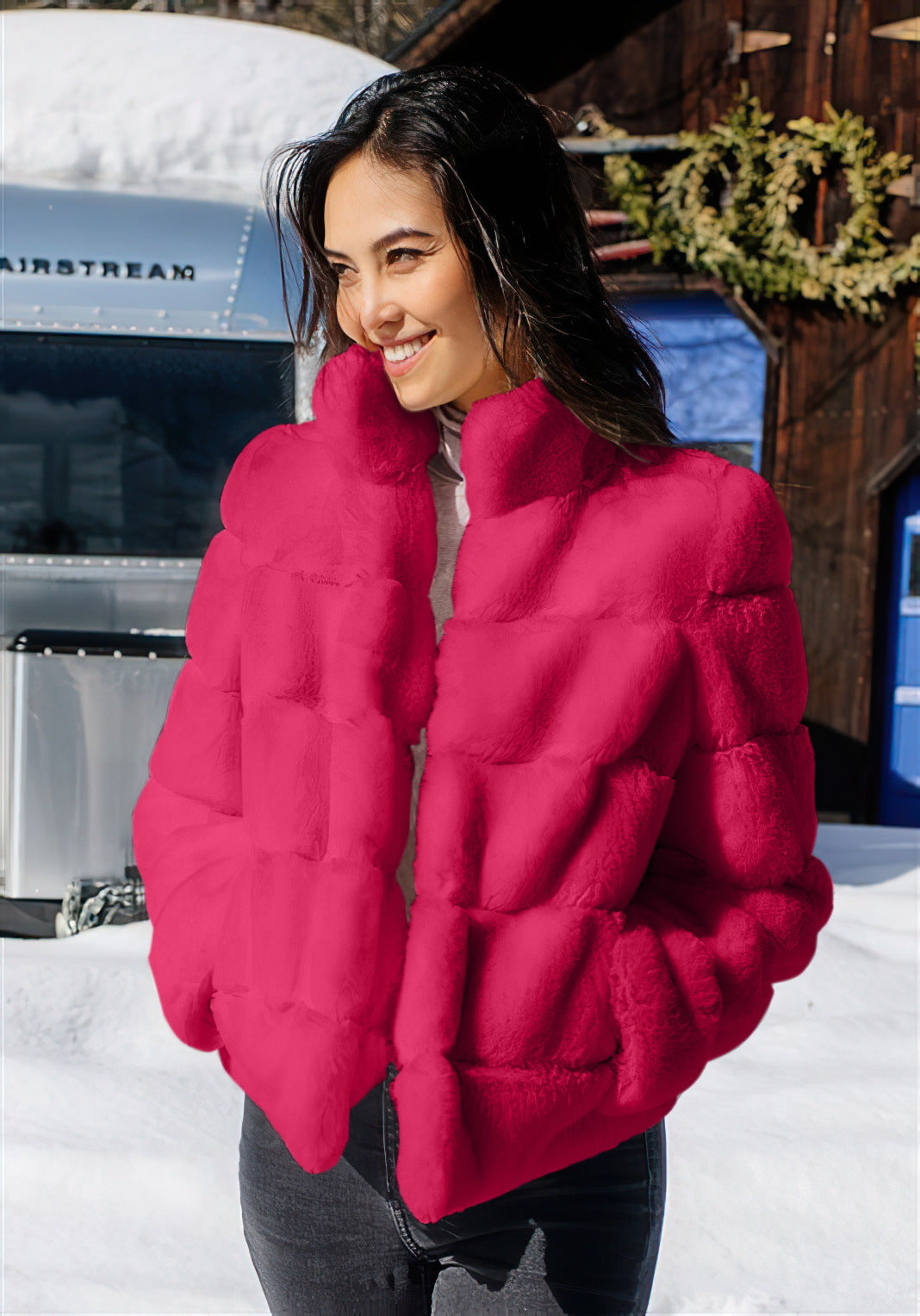 Damen Modische Daunenjacke mit hohem Kragen EB