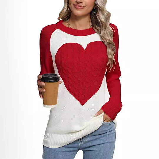 Damen legerer Pullover mit Herzdesign EB