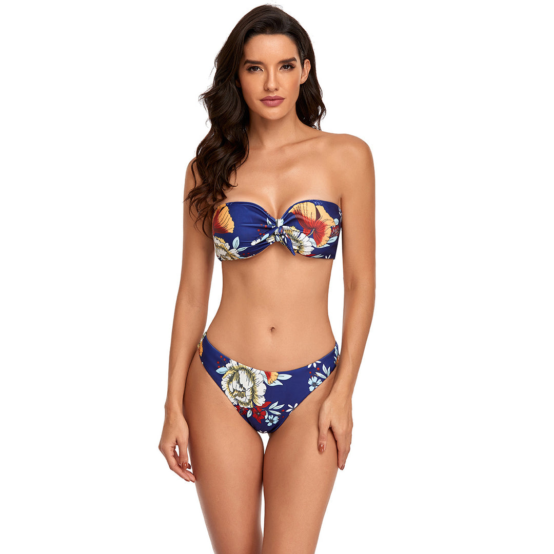 Damen Bandeau-Bikini mit verstellbarem Knotted Detail EB