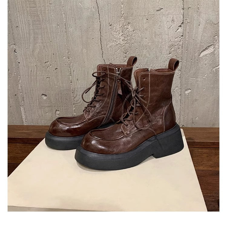 Damen Schnürstiefel mit robustem Blockabsatz und wärmendem Innenfutter EB