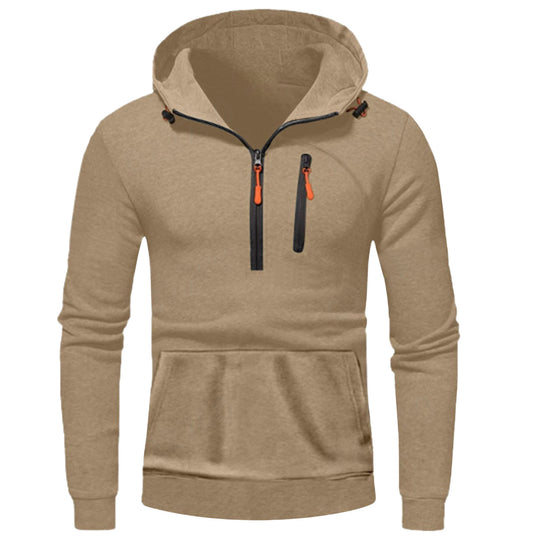 Herren moderner Kapuzenpullover mit innovativem halben Reißverschluss EB