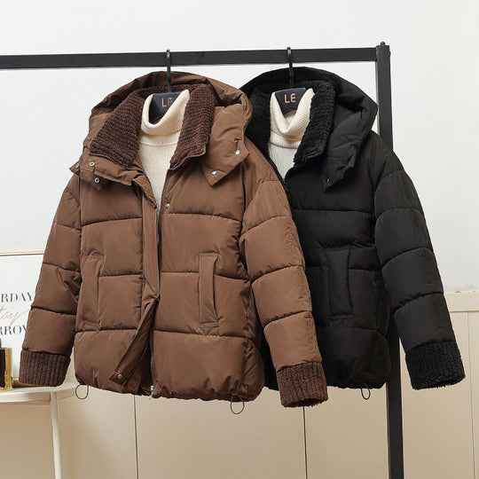 Damen Wattierte Freizeitjacke mit hohem Kragen und modischen Strickdetails EB