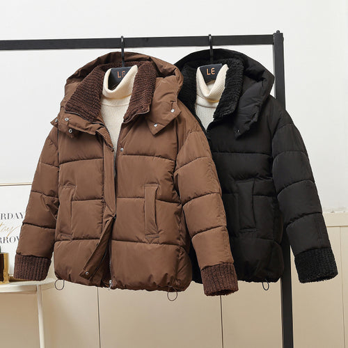 Damen Wattierte Freizeitjacke mit hohem Kragen und modischen Strickdetails EB