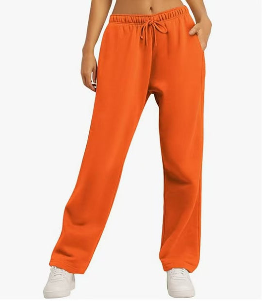 Damen nan Palazzo-Loungehose mit hoher Taille, elastischem Bund, Kordelzug und tiefen Seitentaschen EB