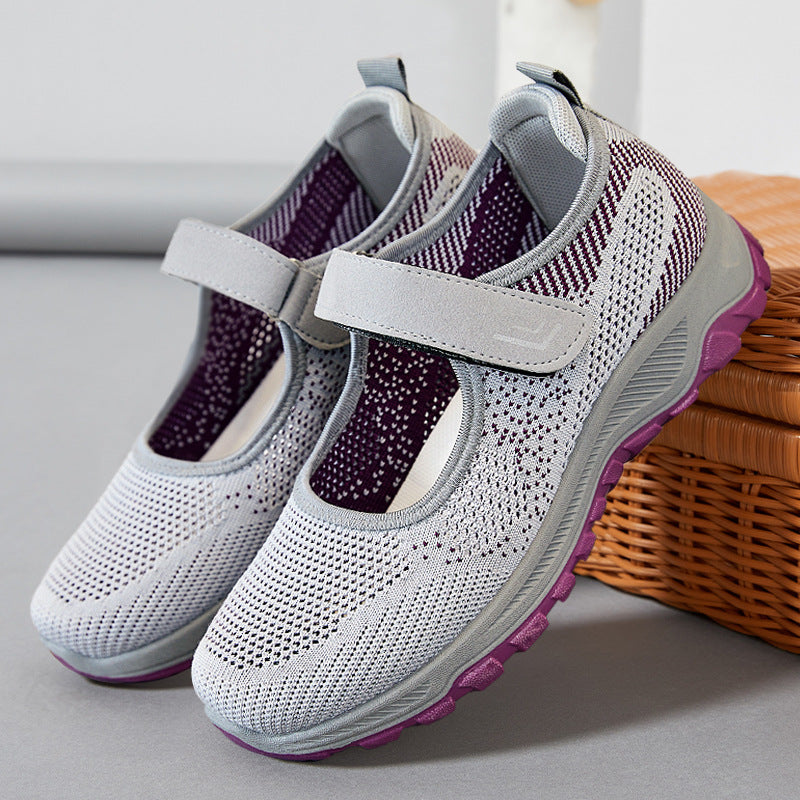 Damen Atmungsaktive Slip-On Sportschuhe mit verstellbarem Klettverschluss EB