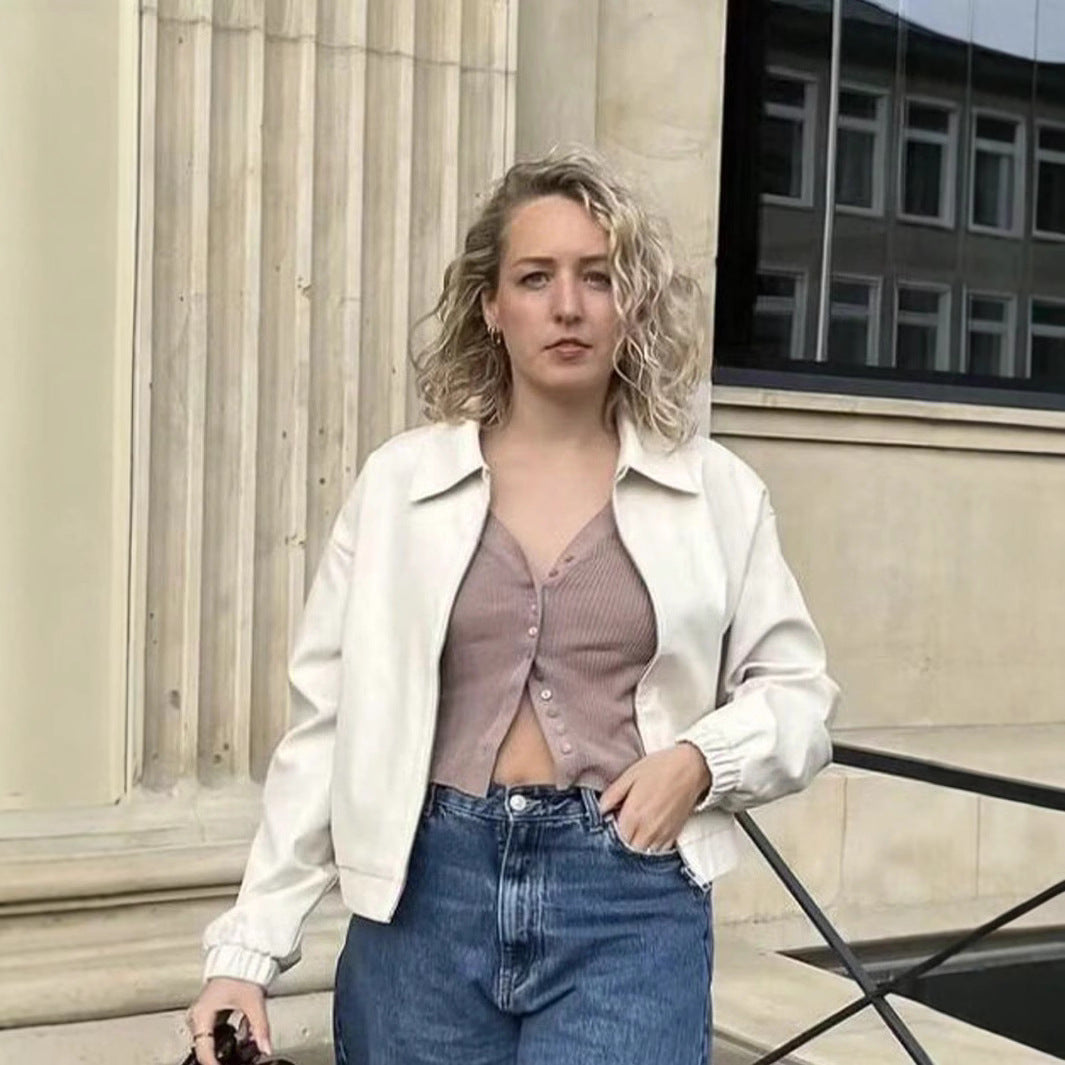 Damen trendige Übergangsjacke mit hohem Kragen und praktischen Eingrifftaschen EB