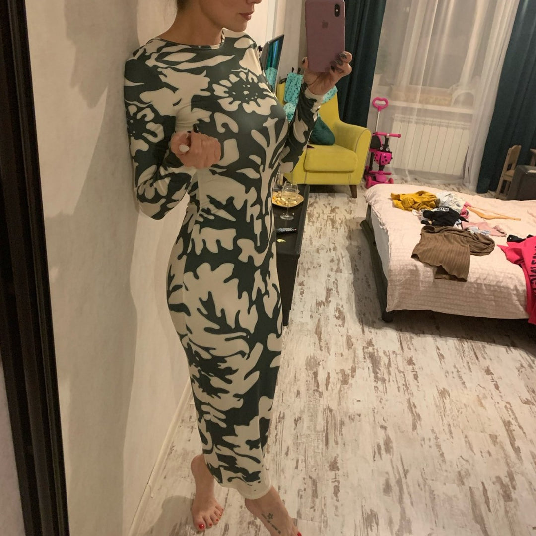 Damen Wickelkleid mit tiefem Rückenausschnitt und floralen Motiven EB