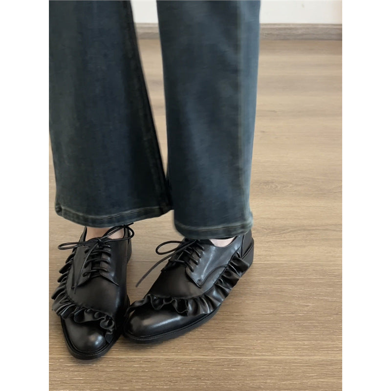 Damen elegante Schnürschuhe mit Rüschendetails EB