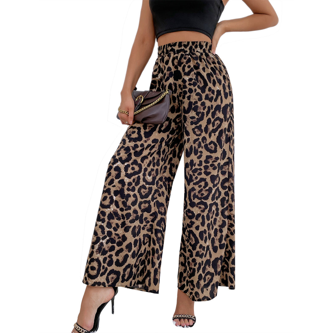 Damen Weite Leoparden-Print Hose EB