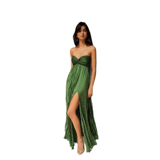 Damen Sommerliches Maxikleid mit Raffungen und schwingendem Rock EB