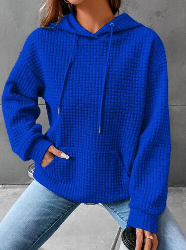 Damen lässiger Hoodie mit strukturierter Oberfläche und praktischer Kängurutasche EB