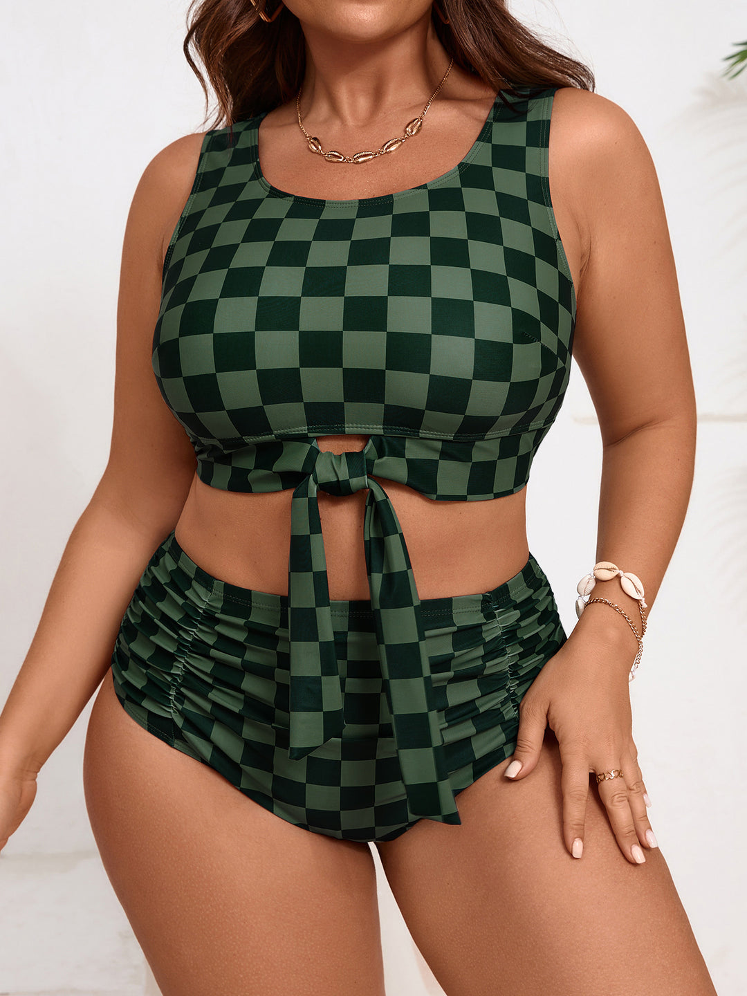 Damen Cropped Badeoberteil mit hoch geschnittenem Höschen EB