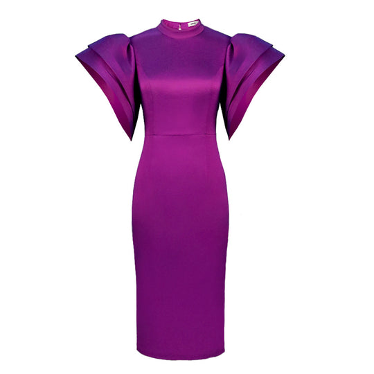Damen Elegantes Kleid mit voluminösen Puffärmeln EB