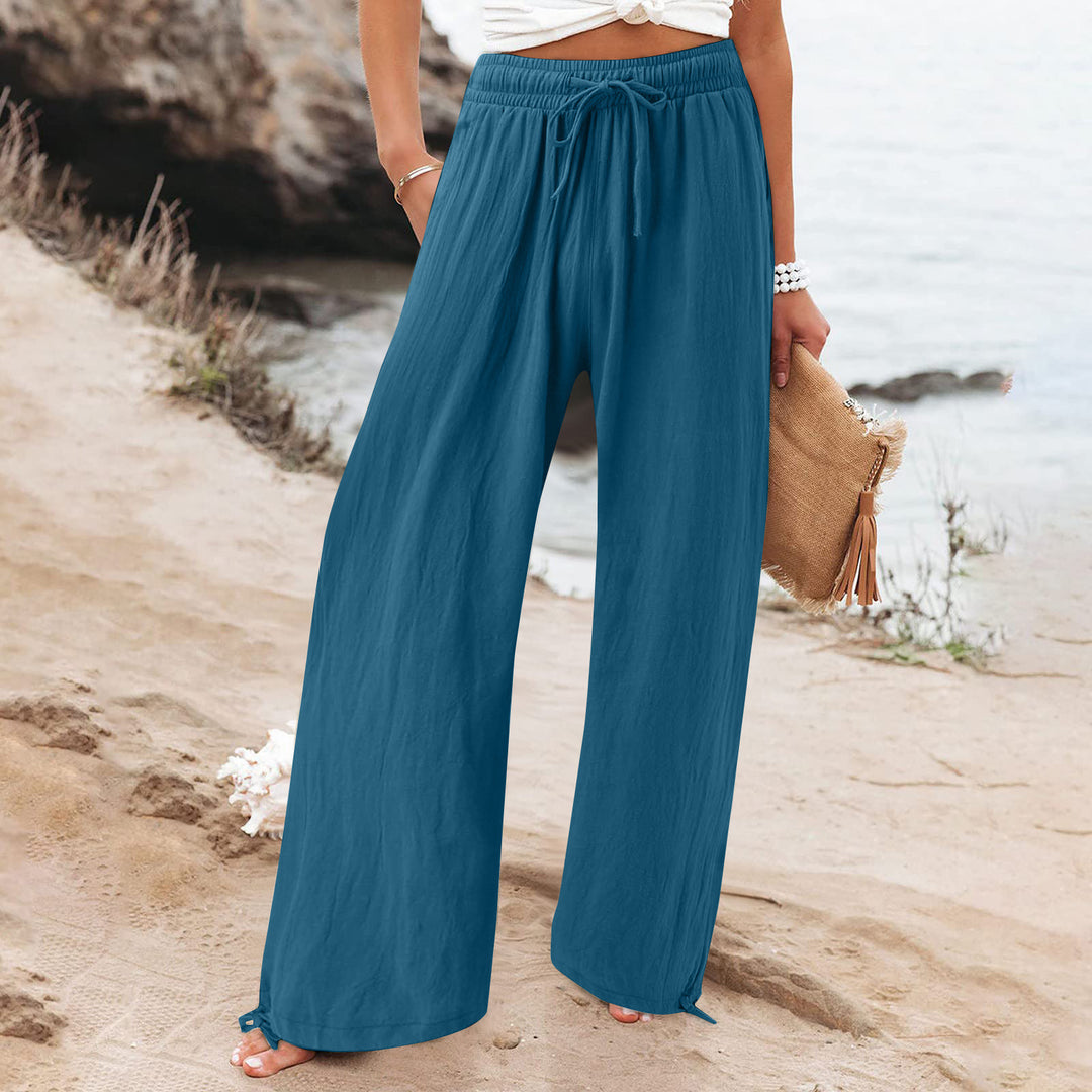 Damen Weite hose mit elastischem Bund und praktischen Taschen EB
