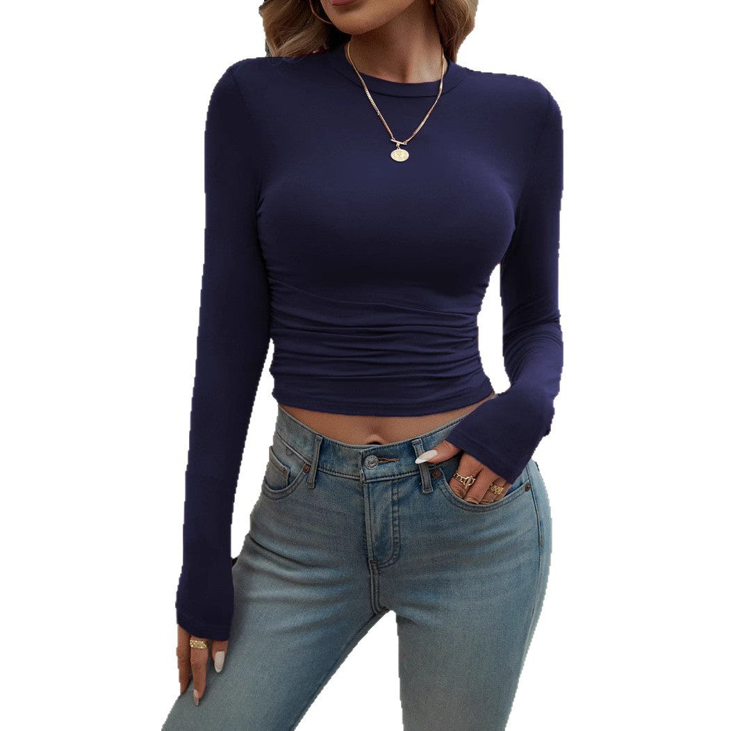 Damen Enges Langarmshirt mit gerafftem Design EB