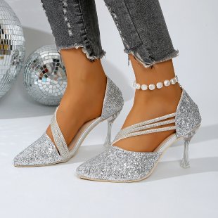 Damen Glamouröse Stiletto-Pumps mit funkelndem Strassdesign EB