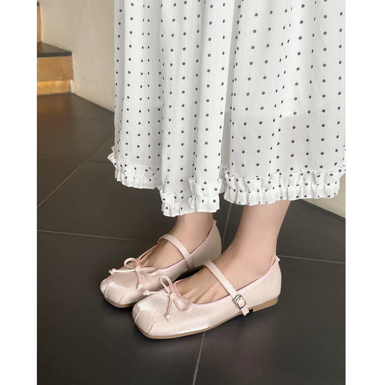Damen Ballerinas mit elegantem Riemendesign und dekorativem Schleifenakzent EB