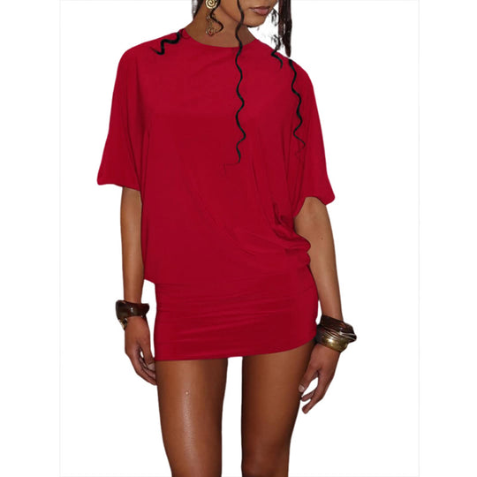 Damen figurbetontes Kurzarmshirt mit raffiniertem Schnitt und elastischem Material EB