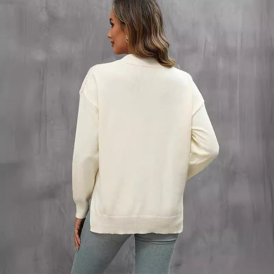 Damen Strickpullover mit glitzerndem Lippen-Motiv EB
