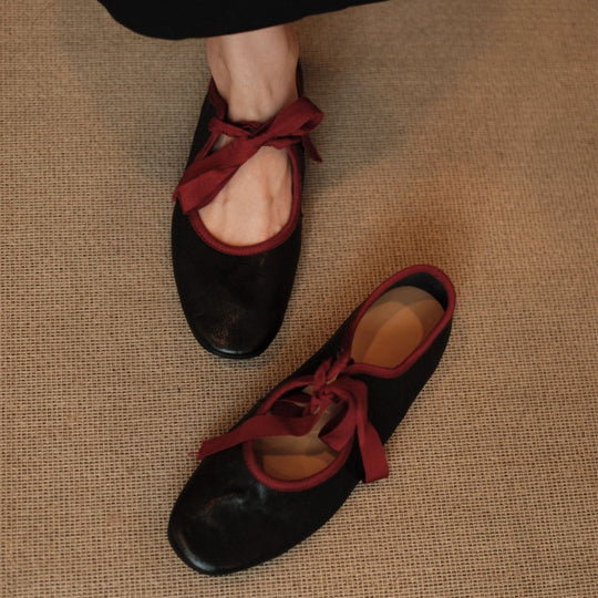 Damen elegante Ballerinas mit dekorativem Schleifenakzent EB