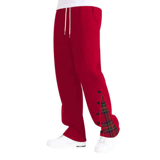 Herren modische Freizeithose mit seitlichem Karo-Muster und verstellbarem Kordelzug EB