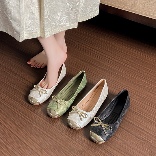 Damen Ballerinas mit elegantem Schleifen-Design und raffiniertem Metallverschluss EB