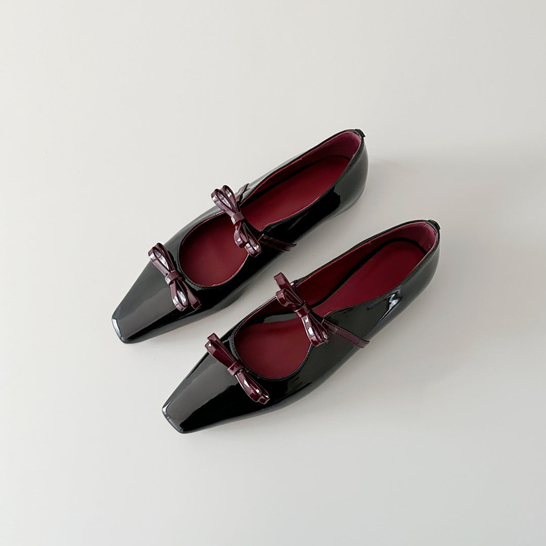 Damen Ballerinas mit schimmernder Metallic-Oberfläche und verspieltem Schleifendetail EB