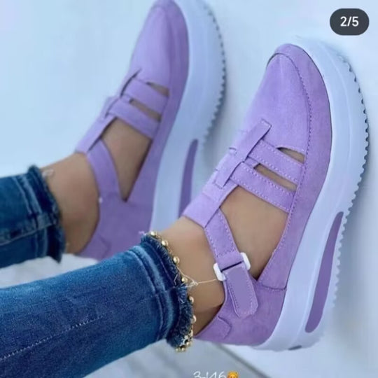 Damen Sportliche Plateau-Sneaker mit verstellbaren Riemen EB