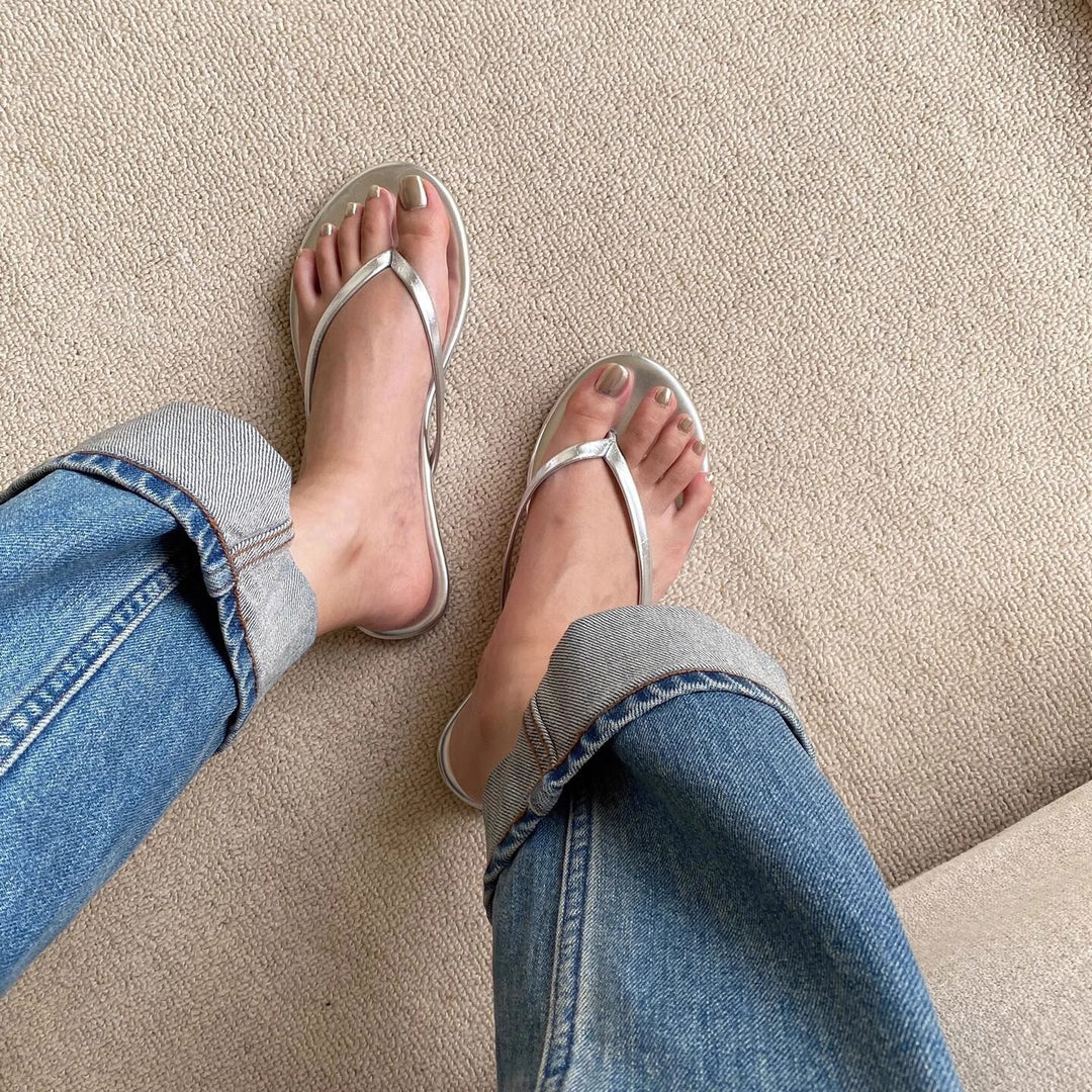 Damen komfortable Zehentrenner-Sandalen mit orthopädischem Fußbett und rutschfester Sohle EB