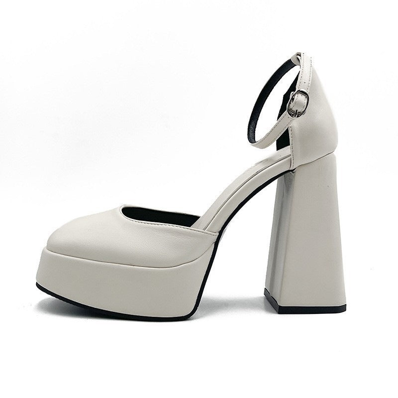 Damen-Plateau-Absatzsandalen mit robustem Blockabsatz und verstellbarem Riemchen EB