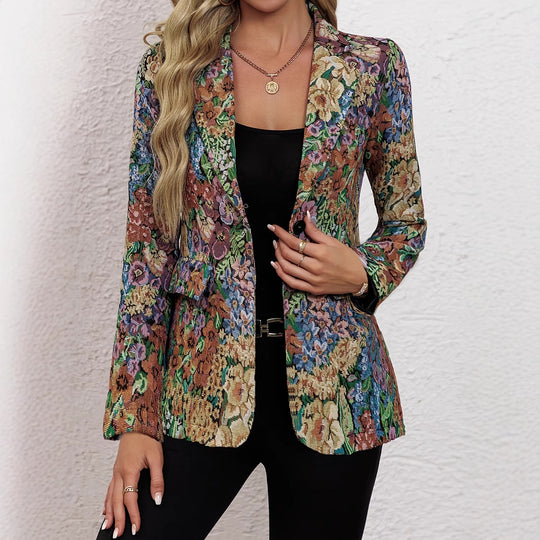 Damen Blazerjacke mit floralem Muster und eleganten Details EB