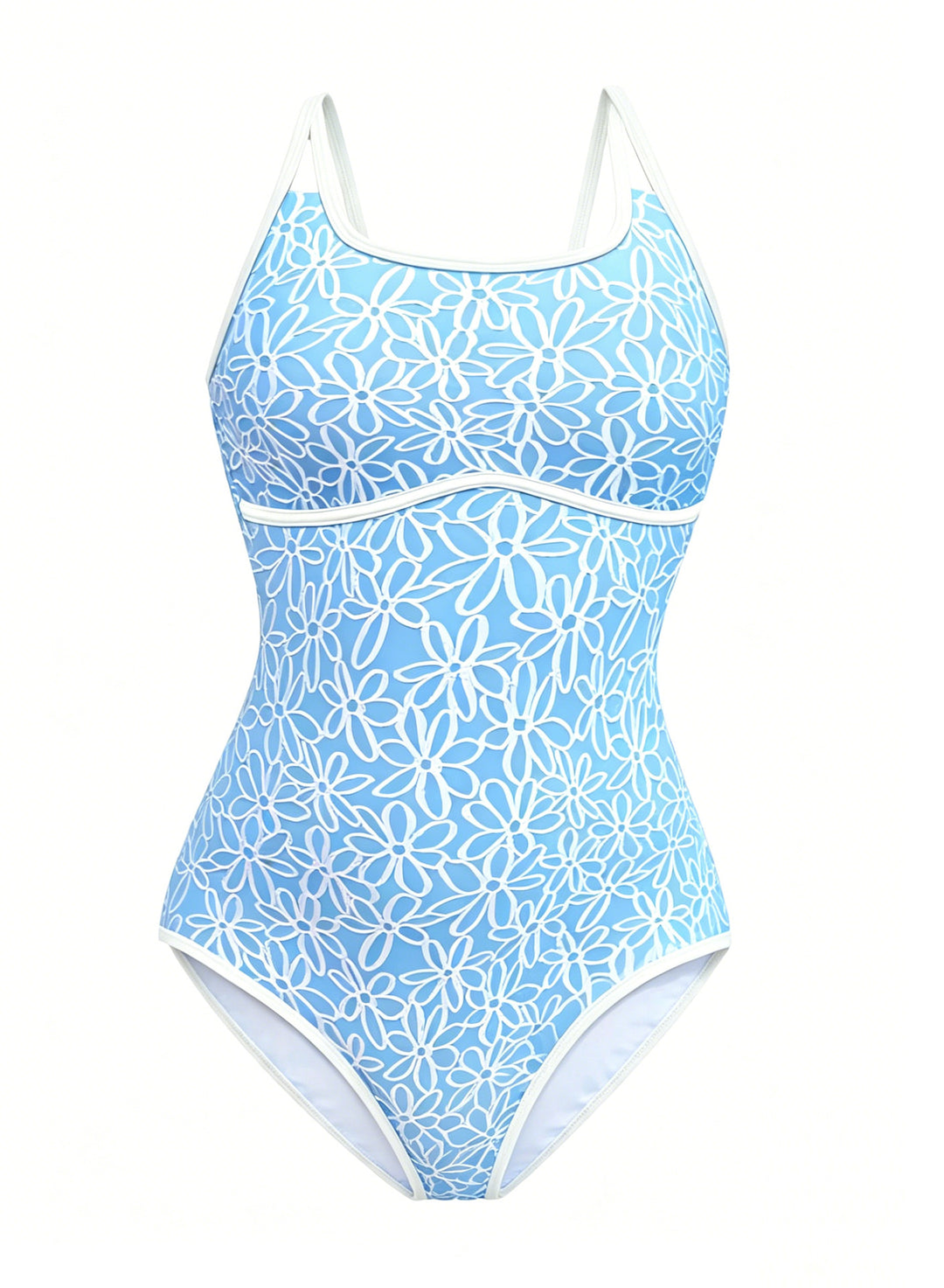 Damen Sportlicher Einteiler Badeanzug mit floralem Muster EB