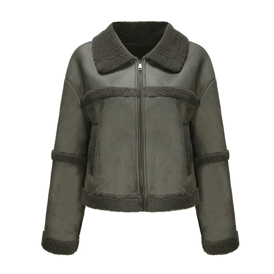 Damen Übergangsjacke mit weichem Fleece und stylischem Kragen EB