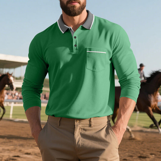Herren Poloshirt mit trendigem Design und bequemen langen Ärmeln EB