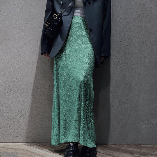 Damen Glitzernder Maxi-Rock mit schmalem Schnitt und hohem Bund EB