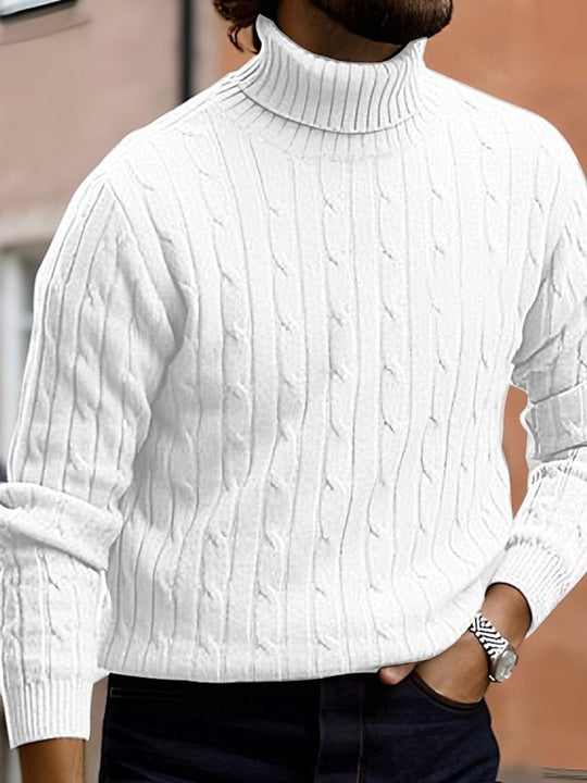 Herren modischer Rollkragenpullover aus feinem Strick EB
