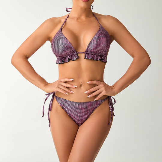 Damen Triangel-Bikini mit verspielten Rüschendetails EB