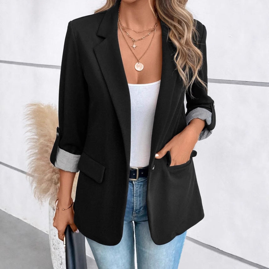 Damen Elegante Blazerjacke mit modischen Streifenärmeln EB